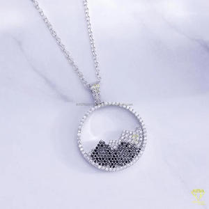 Fully Iced Mountain View Pendant Necklace In Sterling Silver With Black White Moissanite Hip Hop Jewelry Design - Product Image 3