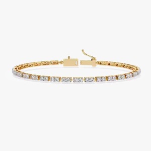 Customized Round Shape Moissanite Diamond Bracelet Bezel Setting 18K Yellow Gold Diamond Bracelet for Both Women - Product Image 2