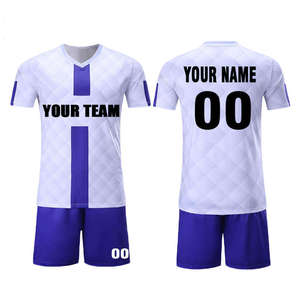 Conjunto de Camiseta de Fútbol Personalizada para Hombre, Blanca, con Cuello en V, Nombre del Equipo Sublimado, Absorbe la Humedad, Manga Corta, Corte Regular para Adultos, 100% - Product Image 3