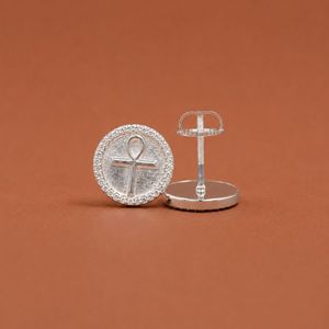 Pendientes de Cruz Religiosa Cristiana con Halo Redondo de Plata de Ley 925 para Mujeres y Hombres, Regalo - Product Image 3