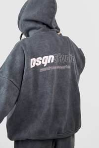 Ensemble de survêtement oversize en molleton imprimé délavé, coupe ample, avec pantalon de jogging à taille élastique et sweat à capuche, personnalisable - Product Image 6