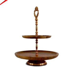 Antique Design 2 Tier Gold Metal Cake <b>Stand</b> With Lotus Leaf Designer Style For Parties & Home Decor Cup Cake <b>Stand</b> - Product Image 5