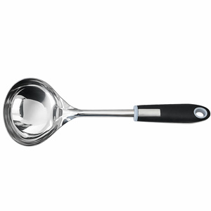 Cuchara Espumadera de Acero Inoxidable (Jhara) Juego de 2 Cucharones para Sopa con Mango Negro Resistente al Calor y Acabado Espejo |   Utensilio de Cocina para Servir - Product Image 6