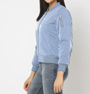 Chaqueta Bomber Extra Grande con Cierre, Estilo Satinado, de Nailon y Poliéster, Resistente al Agua y al Viento, para Mujer - Product Image 3