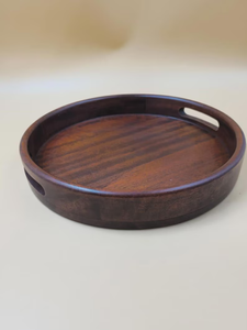 Handmade <b>Large</b> Acacia Wood Ottoman Tray Polished Finish Eco-Friendly Wooden Handles Classic Dishwasher <b>Safe</b> Tableware Coffee Tea - Product Image 4