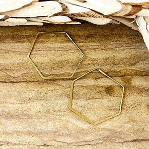 Pendientes de Aro Hexagonales Geométricos, Minimalistas, de Latón, Chapados en Oro de 18k, para Mujer, Venta al Por Mayor/OEM/ODM - Product Image 4