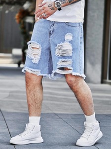Wholesale Streetwear Vintage Washed Ripped Denim <b>Jean</b> Shorts Manufacturer Custom Baggy Blank <b>Jeans</b> Short <b>Men</b> OEM Serviced - Product Image 5