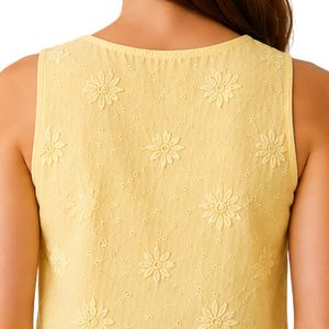 Top Corto con Bordado Floral en Amarillo Claro para Mujer, Chaleco de Verano sin Mangas de Algodón, Logotipo Personalizado, Ropa Casual de Moda Urbana - Product Image 5