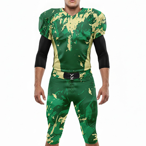 ชุดเสื้อฟุตบอลอเมริกันแบบสั้น OEM ODM ออกแบบลายพิมพ์แบบ Sublimation เนื้อผ้าโพลีเอสเตอร์ 100% บุหนา พร้อมปักโลโก้ตามสั่ง สำหรับทุกเพศ - Product Image 1