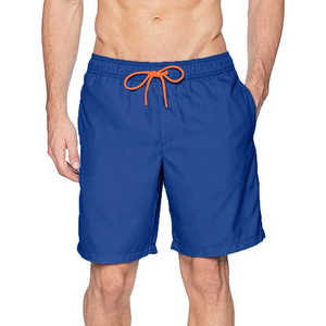 Shorts de Baño Unisex Azules Sólidos con Cintura Elástica Naranja, Secado Rápido, Estilo Vintage, Impermeables, Ecológicos, Casuales, Cintura Media, Tejidos - Product Image 1