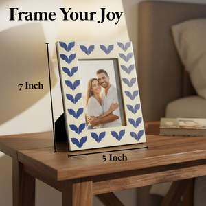 Blue Pattern Decorative Photo <b>Frame</b> 6x4 Inch | Elegant Tabletop <b>Picture</b> <b>Frame</b> for Home, Office, Hotel Desk Living Room Decor - Product Image 4