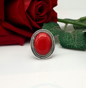 Anillo de Coral Rojo Natural, Anillo de Piedra de Coral Hecho a Mano, Joyería de Cristal Curativo, Regalo para Niñas y Mujeres - Product Image 2