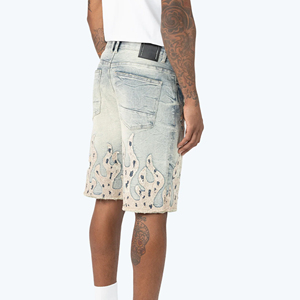 Pantalones Cortos de Mezclilla Elásticos de Moda Urbana para Hombre, Fabricante, Logotipo Personalizado, Pantalones Cortos Desgastados - Product Image 2