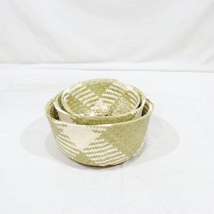 Cesta de Almacenamiento Tejida Blanca Ecológica de Hoja de Palma Circular, Duradera y de Nuevo Diseño, con Asa - Product Image 6