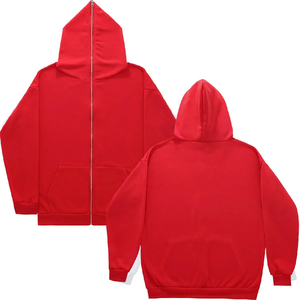 Sudadera con capucha y cremallera unisex personalizada, de color sólido, forro polar, estilo casual, corte regular, estilo otoñal, disponible al por mayor. - Product Image 3