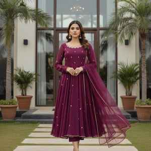 Robe de soirée noire de style indien pakistanais avec dupatta et kameez pour mariage - Product Image 5