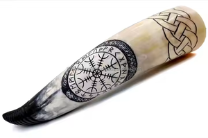 Handmade <b>Drinking</b> Horn with Wooden <b>Stand</b> for Traditional Ceremonies Viking Gatherings and Decorative Use by Artisan Craft - Product Image 4