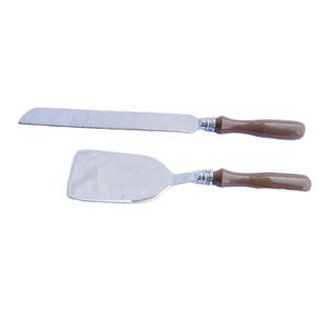 มือขัดการออกแบบโลหะมีดตัดเค้กและให้บริการภาชนะโลหะตัดเค้กและชุดมีดให้บริการ - Product Image 1