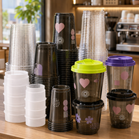 Vasos Negros de PET en Forma de U para Bebidas Frías, Café Helado, Latte y Té con Leche, Envases Desechables para Bebidas para Llevar