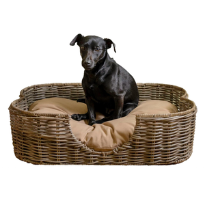 Artex Hai Nam Handwoven Eco-Friendly Soft Rattan <b>Portable</b> Pet <b>Bed</b> for Dogs/Cats/Rabbits Removable Washable Cushion - Product Image 1