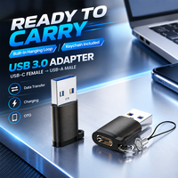 Adaptateur USB 3.0 OTG gratuit avec porte-clés, USB-C femelle vers USB mâle, transfert de données haute vitesse, chargeur pour mobiles, ordinateurs portables, PC, câble PD mini