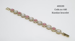Pulsera Kundan 09599 con Cuentas de Rubí, Circonita Cúbica, Latón Chapado en Mehandi, Joyería Étnica para Mujer, Boda - Product Image 4
