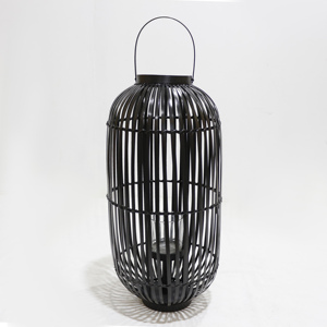 Portavelas cilíndrico de bambú negro, duradero, para decoración del hogar - Product Image 1