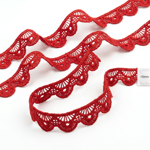 Ribete de encaje GPO de guipur rojo de 10 mm al por mayor, ecológico, 20 metros, para dobladillos de vestidos, dupattas, manualidades, costura, bolsos y empaques de regalo - Product Image 3