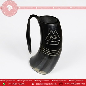 Jarra Vikinga de Cuerno de Primera Calidad, Hecha a Mano, Taza Medieval para Cerveza, Sidra o Mead, Estilo Rústico Vikingo, Juego Único - Product Image 5