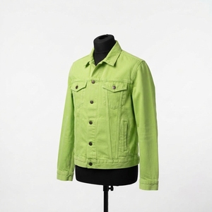 Veste en jean pour homme à col montant, logo frontal, 100 % coton, hiver, durable, respirante, coupe-vent, très vendue - Product Image 6