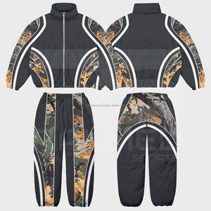 Wholesale Printed Windbreaker <b>Tracksuit</b> Nylon Men Zipper Custom Logo Regular Two Piece Jacket Trouser Set Eco-Friendly Windproof - Product Image 2