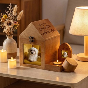 Urna Funeraria de Madera Natural para Cenizas de Mascotas con Marco de Fotos Personalizable, Diseño Rectangular para Cenizas Humanas Adultas - Product Image 4