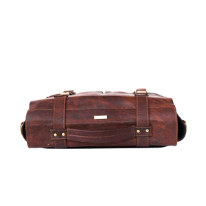 Unisex Genuine Leather Messenger <b>Bag</b> Classic Style Buckle Closure <b>Shoulder</b> <b>Strap</b> Durable Solid Color Business Use - Product Image 4
