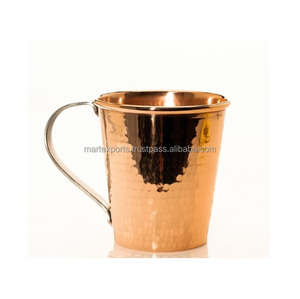 Pure Hammered Copper <b>Mugs</b> Glasses <b>Set</b> Handcrafted India 20oz Capacity Modern Design Perfect for Cocktails Ayurvedic Daily - Product Image 3
