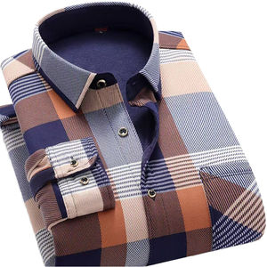 Chemise à carreaux décontractée pour homme RNSHANGER, automne-hiver, chaude, tendance, épaisse, couleur unie, manches longues, polyester, flanelle simple, respirante - Product Image 2