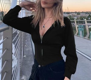 <b>Women's</b> <b>Black</b> Half Zip <b>Fleece</b> Long Sleeve Drop-shoulder Hoodie V Neck Stand Collar Regular Length Winter Knitted Sweatshirt - Product Image 1