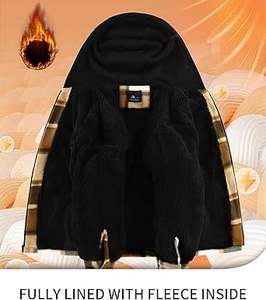 Chaqueta de lana para niños JACKETOWN, camisa de franela a cuadros, sudadera con capucha de sherpa, sudadera con cremallera, abrigo de invierno para niños de 6 a 15 años - Product Image 4