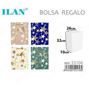 Borsa Regalo ILAN 26x32x10cm con Design a Stelle per Feste - Product Image 1