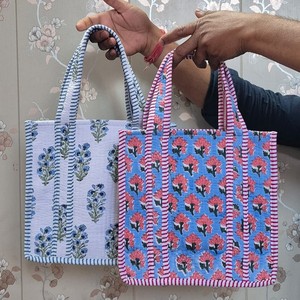 Bolso Tote de Algodón Estampado a Mano de la India para Mujer, Estilo Bohemio Vintage, Hecho a Mano, Lavable, para Uso Diario, Bolso de Hombro, Bolso de Compras - Product Image 4