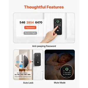 Serratura Biometrica Innovativa con Design Ergonomico, Blocco Automatico, Codice Monouso, Anti-Spionaggio, per Porte in Legno - Product Image 5