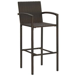 Grand ensemble de 2 tabourets de bar en rotin PE marron, acier thermolaqué, public cible : adultes - Product Image 2