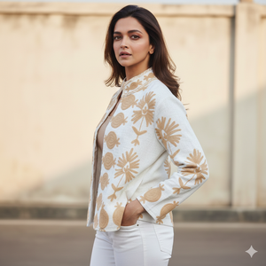 Chaqueta de Mujer, de Algodón, con Bordado Suzani, Diseño Floral, Ecológica, para Otoño e Invierno - Product Image 3