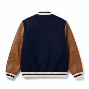 Chaqueta Varsity Personalizada para Hombre con Bordado, Cuello Alto, Mangas de Cuero, Diseño de Dibujos Animados, Chaqueta de Béisbol - Product Image 4