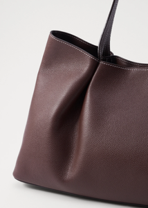 Plum PU Leather Tote Bag Slouchy Shoulder Handbag Large Capacity Shopper Purse for Daily Travel - Product Image 3