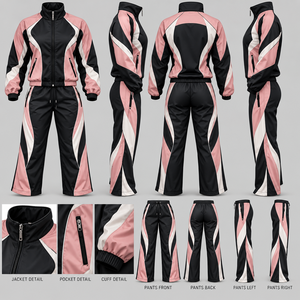 Ensemble de survêtement unisexe en polyester avec logo personnalisé, coupe-vent deux pièces décontracté, ensemble de vêtements d'extérieur pour l'automne - Product Image 1
