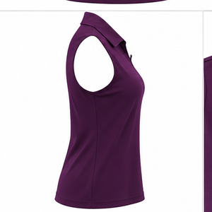 <b>Women's</b> Sleeveless Polo Shirt Index Sports Wear Solid Purple Zipper Collar Golf Top for USA - Product Image 3
