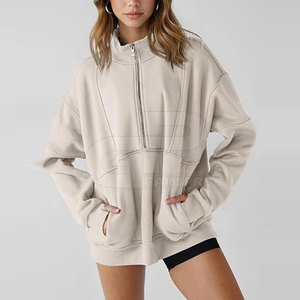 Modern <b>Women</b> <b>Quarter</b> <b>Zip</b> Sweatshirt With Premium Cotton Fabric Pullover For Casual Fashion Outdoor Wear And Daily Activities - Product Image 5