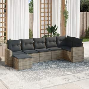 Conjunto de Sofás Modulares Grandes de Ratán PE Gris para Jardín, Muebles de Patio con Diseño Elegante - Product Image 1