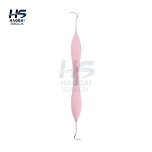 Instrument dentaire composite double extrémité Eccesso, manche en silicone rose, acier inoxydable antiadhésif, outil de restauration pour l'élimination des excès - Product Image 1