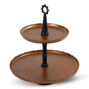 Luxury Antique Bronze 2 Tier Metal Tiered Tray <b>Stand</b> Decorative Afternoon Tea Dessert Display <b>Stand</b> for Event Decor - Product Image 1